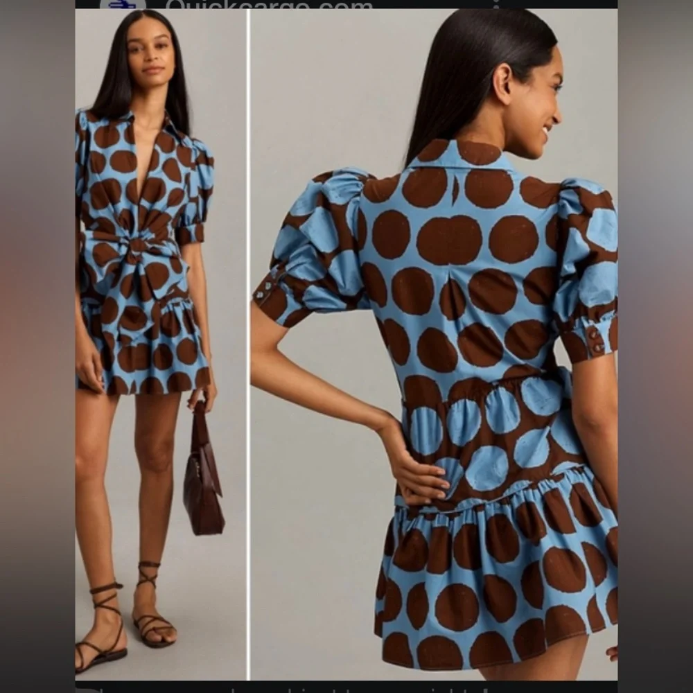 1920s blue dress Anthropologie Blue Eyelet Button Up Dress with Slip- Size L  The Saved  Collection